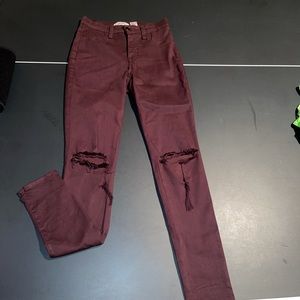 Maroon high waisted skinny jeans